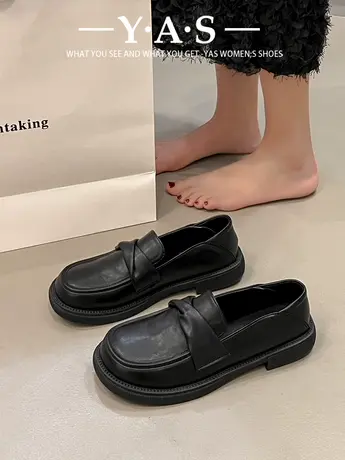 小皮鞋女小众设计感2024春季新款软皮舒适平底上班族一脚蹬乐福鞋商品大图