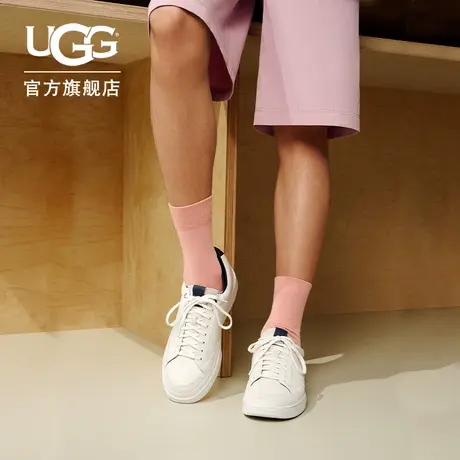 UGG春季男士纯色单鞋平底系带轻盈舒适白鞋运动时尚休闲鞋1108959商品大图