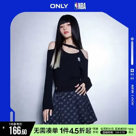 ONLY春秋NBA联名款辣妹风修身露肩针织衫女|123124012商品大图