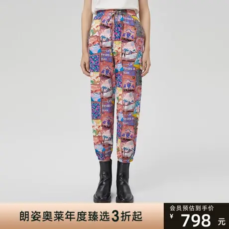 LANCY/朗姿纯棉休闲裤子女秋季新款高级直筒高级通勤裤子女商品大图