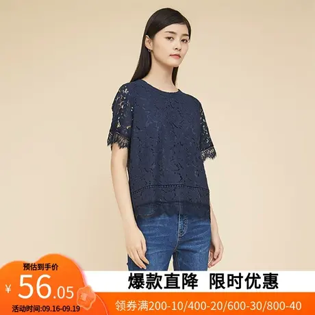艾格夏季女士短袖时尚休闲百搭宽松T恤E32商品大图