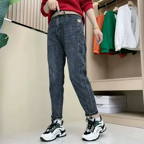 弹力牛仔哈伦裤女2023春夏季新款女装潮流洋气宽松ins老爹裤爆款商品大图