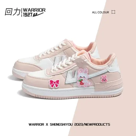 回力网面鞋女夏季小白鞋2023新款时尚轻便板鞋粉色少女卡通休闲鞋商品大图