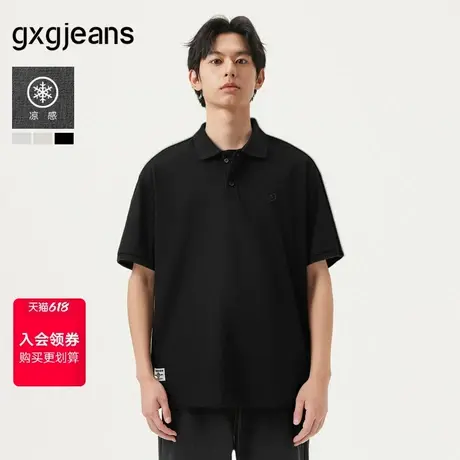 gxg.jeans男装 多色小标刺绣简约休闲翻领短袖polo衫 25年夏新品图片