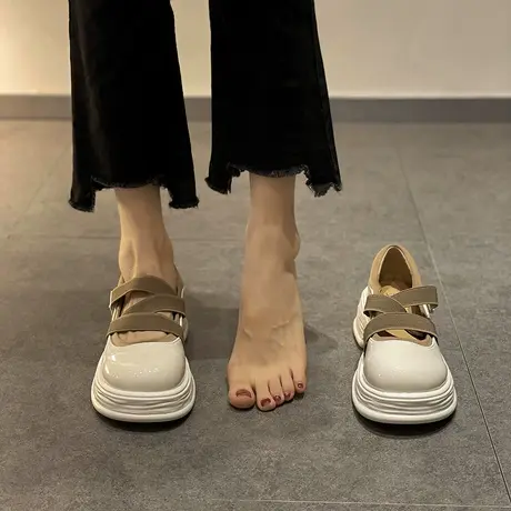 松糕厚底增高玛丽珍乐福鞋女秋季2023新款配裙子小皮鞋浅口单鞋子商品大图