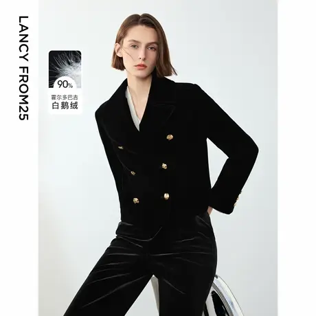 朗姿霍尔多巴吉白鹅绒法式薄款设计感高级羽绒服外套2024冬季新款图片
