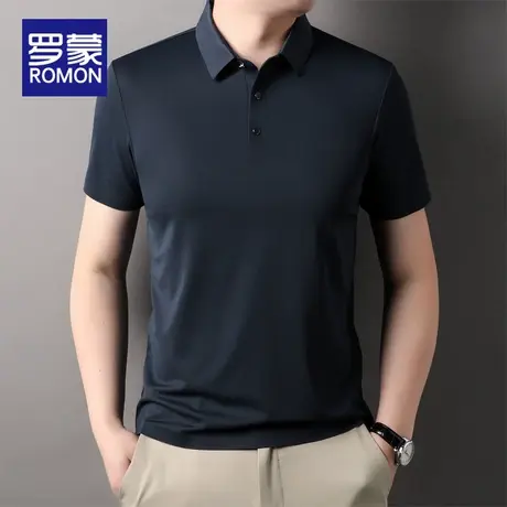 罗蒙冰丝短袖POLO衫t恤男夏季薄款2025新款潮牌男士翻领休闲上衣商品大图