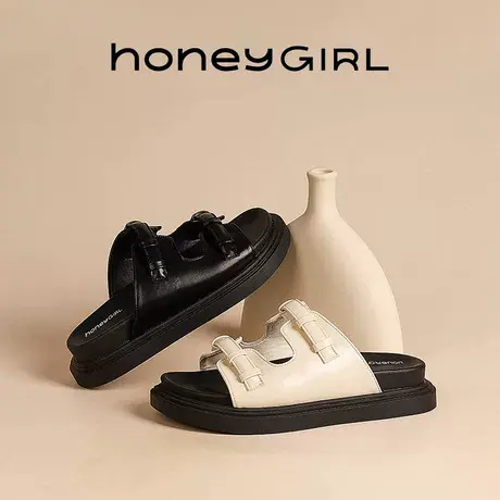 HoneyGIRL小众爆款女拖鞋2025夏季款高颜值叠穿增高超软甜美拖鞋商品大图
