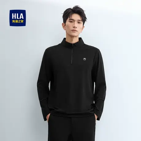 HLA/海澜之家半开襟拉链休闲上衣时尚运动风简约时尚有型长袖男图片