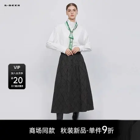 【商场同款】sdeer圣迪奥女时尚松紧高腰肌理A字半身裙S25381117图片