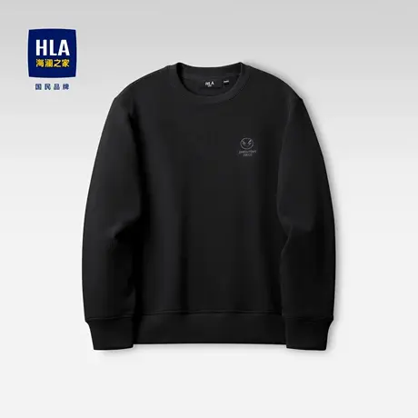HLA/海澜之家华夫格圆领秋季季情侣装卫衣新款刺绣黑色外套男女潮图片