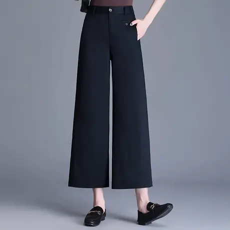2025夏季新款时尚九分阔腿裤女高腰宽松显瘦通勤直筒休闲西装裤子商品大图