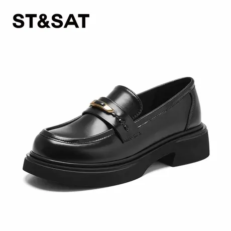 星期六黑色乐福鞋女2026年春季新款百搭通勤厚底小皮鞋不累脚单鞋图片