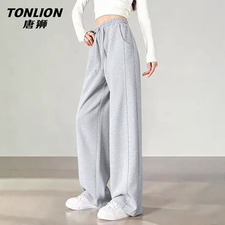 唐狮官方拼接直筒裤女款2026新款春秋款女士高腰显瘦休闲运动裤VB图片