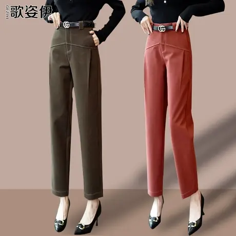 秋冬仿牛仔镰刀裤女2023新款高端云柔明线设计休闲裤宽松哈伦裤子图片