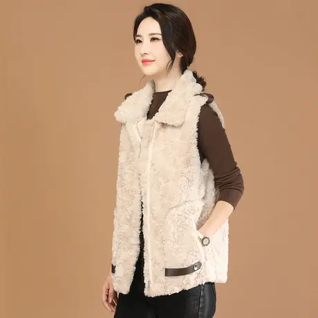 韩潮袭人气质翻领仿羊羔绒马甲女2023冬季新款时尚百搭坎肩外套图片