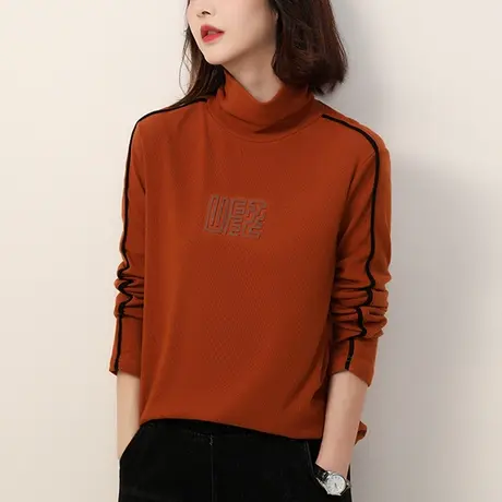 【双11-抢先购新品】复古高领长袖T恤宽松显瘦加厚保暖打底上衣女图片