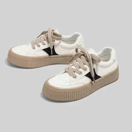 Betoo 新款厚底休闲小白鞋女小众设计百搭原创板鞋ins潮鞋皮面商品大图