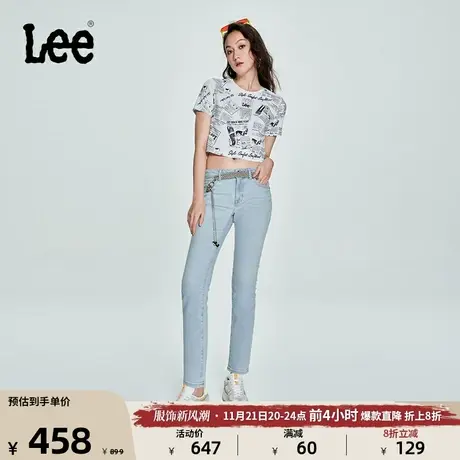 Lee商场同款23新品401标准冰蓝色女牛仔裤潮LWB100401101-616图片