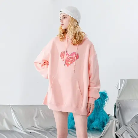 YEP高级感超好看粉色卫衣女款欧货春秋宽松上衣原创小众国潮外套商品大图