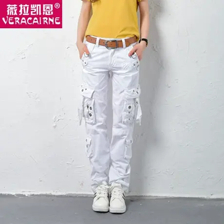 薇拉凯恩全棉夏季新款女装户外休闲多口袋工装裤宽松大码运动裤潮图片
