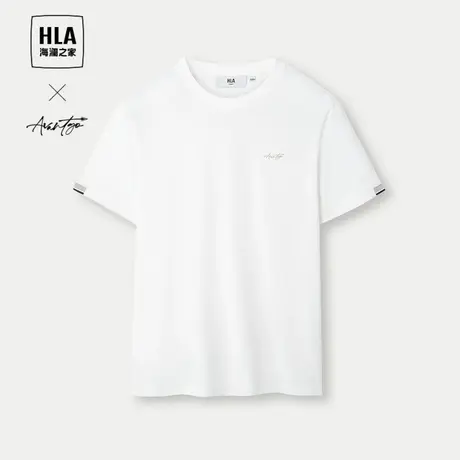 HLA/海澜之家轻商务时尚系列短袖T恤24春夏新字母刺绣圆领上衣男商品大图