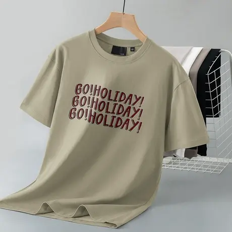 250g重磅纯棉短袖t恤男宽松上衣服潮流字母印花休闲体恤全棉半袖商品大图