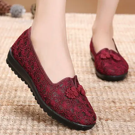 老北京布鞋官方旗舰店女老年一脚蹬妈妈凉鞋夏季新款老人夏天舒适商品大图