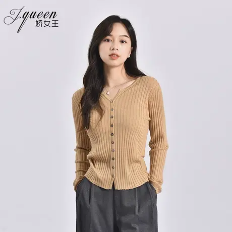 针织衫女士2024春季新款气质时尚修身显瘦打底内搭长袖薄款上衣商品大图