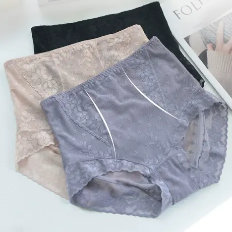 2条收腹提臀裤蕾丝内裤无痕纯棉裆高腰女士三角包臀裤头夏季薄款图片