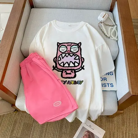 纯棉运动服套装跑步女夏季宽松短袖短裤小个子时尚洋气休闲两件套图片