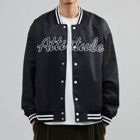 黑色飞行夹克衫男2022年春秋季新款潮流百搭休闲短款外套棒球服男图片