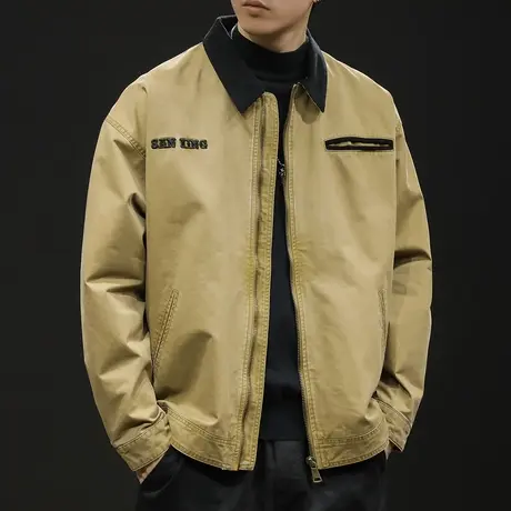 飞行员夹克外套男春秋翻领潮牌2024新款男款休闲工装日系上衣大码图片