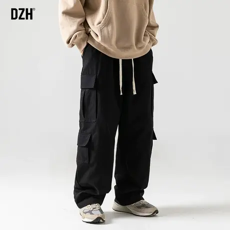 男士美式黑色工装裤潮牌男直筒裤春秋款宽松男款裤子休闲百搭长裤商品大图