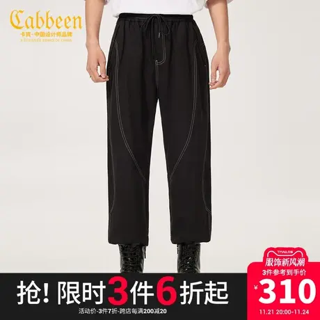 卡宾男装创意明线休闲裤夏季款logo刺绣束脚裤宽松潮流街头Y商品大图