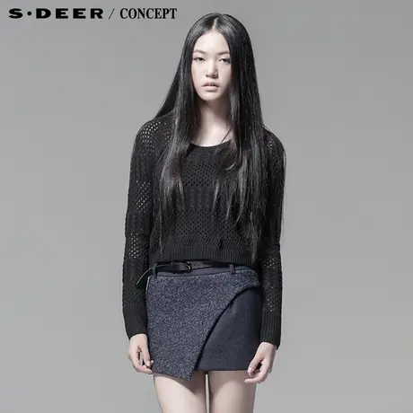 【🥑新品】🥒sdeer圣迪奥专柜正品女装勾织长袖女式针织衫3383530图片
