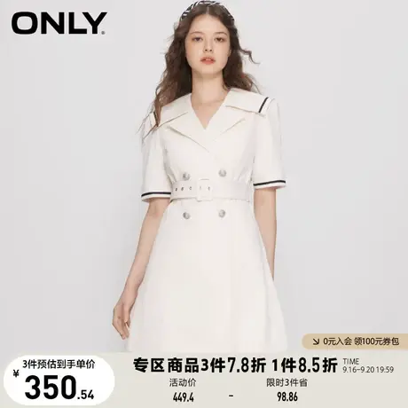 ONLY奥莱2023春夏新款时尚百搭大翻领短款雪纺连衣裙女图片