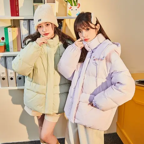 唐狮基础款羽绒服女冬季短款新时尚流行冬装外套连帽加厚面包服图片
