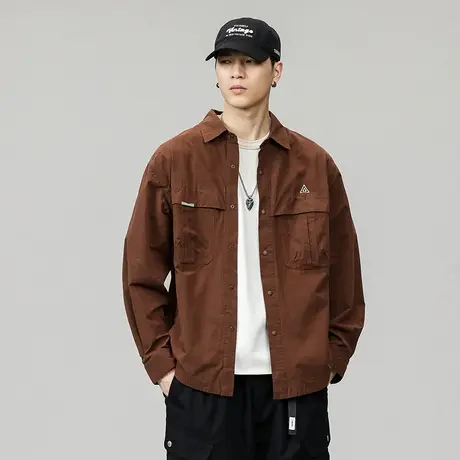 休闲宽松衬衣外套百搭潮流春秋款潮牌大码户外时尚外套男休闲男装图片