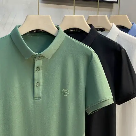 高端刺绣polo衫男士潮流短袖T恤2023夏季新款商务休闲翻领上衣服商品大图