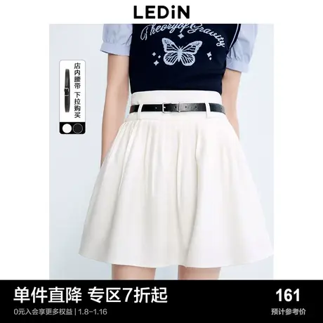 乐町高腰压褶短裙秋季新款显高学院风甜辣少女时尚半身裙图片