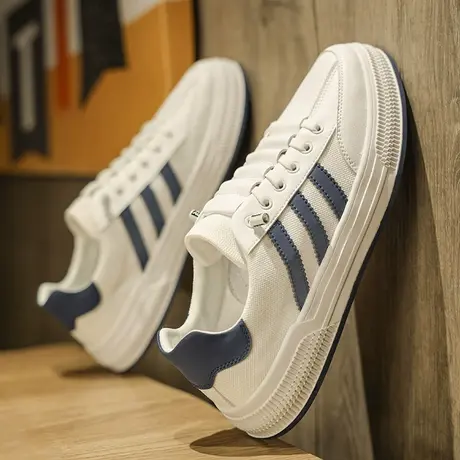 欧洲站男鞋春秋季2024新款青少年百搭休闲平板鞋真皮运动小白潮鞋商品大图