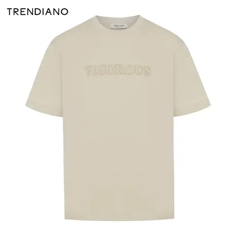 TRENDIANO立体贴绣字母T恤2024年春季新款时尚百搭上衣微阔短袖男商品大图