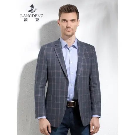 浪登休闲西服男2023款秋冬百搭商务复古英伦风格子西装外套上装男商品大图