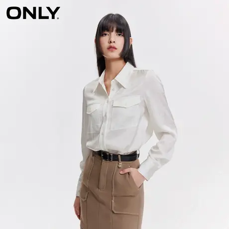 ONLY2024春季新款设计感休闲百搭字母满印衬衫女|124105018商品大图