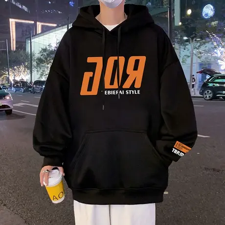 纯棉卫衣男春秋季2024新款美式连帽外套oversize潮牌港风宽松帽衫图片