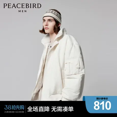 【商场同款】太平鸟男装 潮流拼接羊羔毛翻领夹克男外套B2BCD4506商品大图