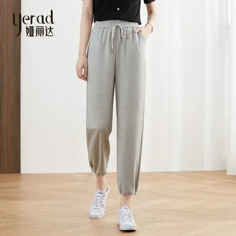 娅丽达白色束脚卫裤女春秋新款2023新款休闲裤子小个子九分运动裤图片