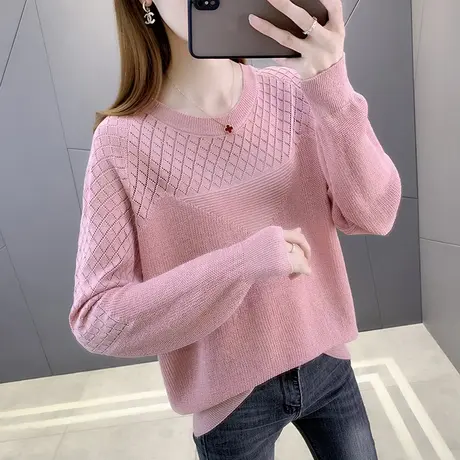 秋装女2023年新款针织衫蕾丝镂空毛衣女装洋气爆款内搭打底衫上衣商品大图