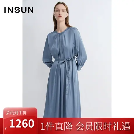 恩裳商场同款春季时尚光泽舒适柔软修身百搭通勤连衣裙图片